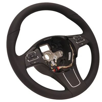 Leather Steering Wheel Heated Multifunction VW Touareg 7P Leather And Seam Black - Image 1 of 4