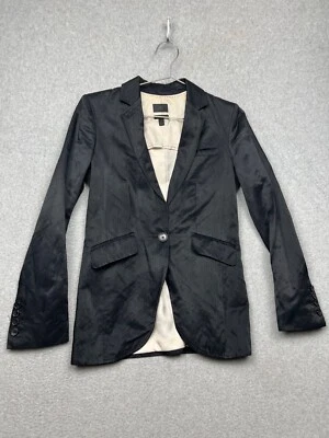 Blazer Banana Republic negro satinado brillante para mujer 2 Italia simple carrera oficina Foto 1 de 4