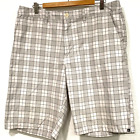Quiksilver Gray Plaid Shorts Mens Size 36 Flat Front 10.75" Inseam And 4 Pockets