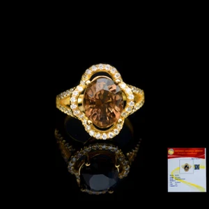 GLC CERTIFIED 4.06G Natural Oval Smoky Quartz 925 Silver Ring 6.5US - Picture 1 of 6