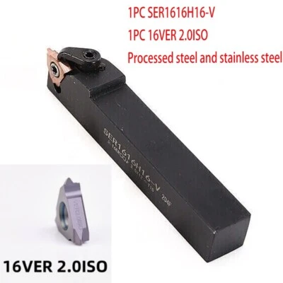 SER1616H16-V External Lathe thread tool holder +1P 16VER 2.0ISO threaded insert - Image 1 of 4