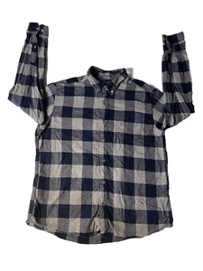 Eddie Bauer Flannel Men's Shirt XL Classic Fit Blue Gray Plaid Button Down - Picture 1 of 6