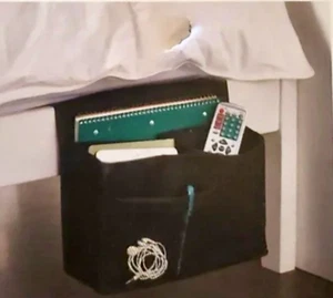 Bedside Caddy College Dorm Room Storage Bag Hanging Pocket Organizer Bunk Black - Picture 1 of 15