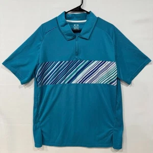 Oakley Men’s XXL Teal Striped Performance Golf Polo Shirt - Picture 1 of 5