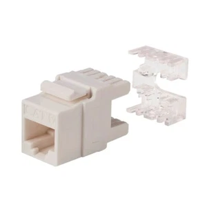 White Cat6 RJ45 8P8C Punch Down 28mm 180-Degree Keystone Jack Ethernet Network  - Afbeelding 1 van 3