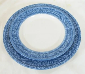 Juliska LE PANIER White/Delft Blue Salad 9 1/4" & Dinner 11.5" Plates Mint - Picture 1 of 4