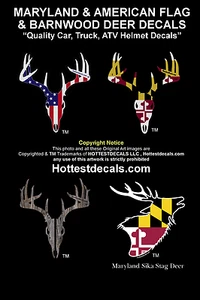 MARYLAND BUCK DECAL SIKA DEER STICKER CAR TRUCK USA AMERICAN FLAG Buck Skull - Picture 1 of 23
