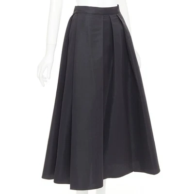 SACHIN AND BABI Leighton Negro Satinado Crepé Caja Plisado Té Acampanado Falda US2 S Foto 1 de 4