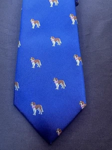 CHAPS BLUE SAINT BERNARD DOG STRETCH NECK TIE- NEW WITH OUT TAGS - Picture 1 of 8