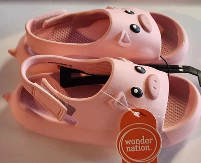 Wonder Nation Pink Pig Critter Girls Size 9-10 Sandals Water Slides - Image 1 of 2