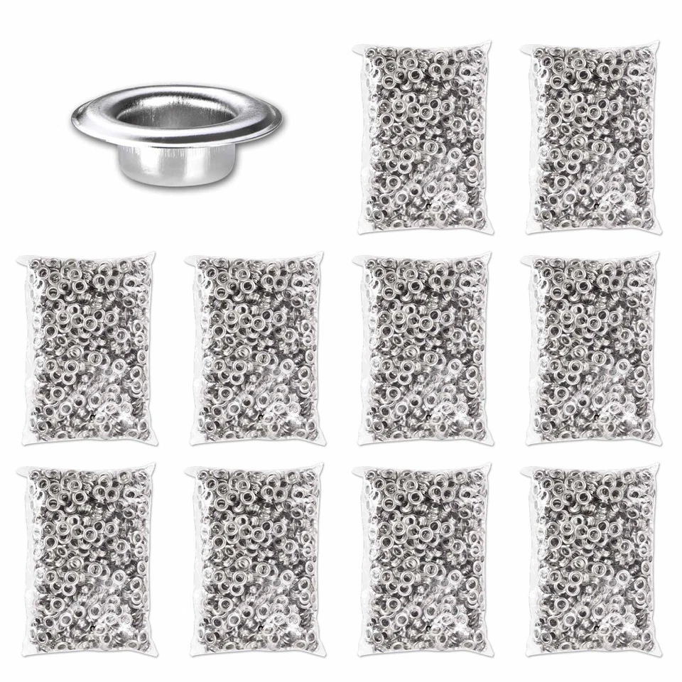 Yescom 10000 pcs Grommet Kit 3/8 inch Size #2 Nickel Eyelets for Fabric Tarp - image 1 of 4