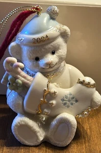 Lenox 2004 adorable oso de peluche porcelana adorno de Navidad - Imagen 1 de 8