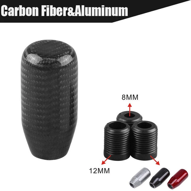 Universal Car SUV Manual Gear Shift Knob Shifter Straight Black Carbon Fiber NEW - Image 1 of 4