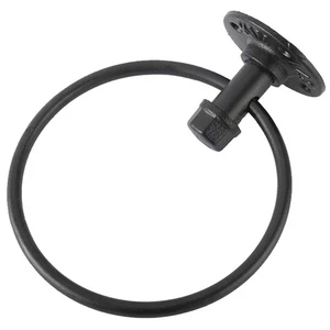 Anillo colgante de toalla de hierro forjado industrial soporte rústico anillos de baño retro de mano - Imagen 1 de 12