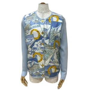Cardigan CELINE celine vintage logo bottoni lana seta blu 14051 - Foto 1 di 9