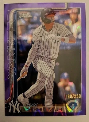 2025 Topps Chrome Jazz Chisholm Jr. Purple Raywave 189/250 NY Yankees #283 - Image 1 of 2