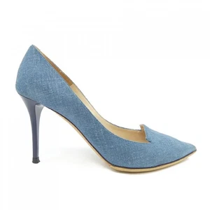 Zapatos de salón JIMMY CHOO talla 37,5 Stiletto punta tacones azul denim damas Italia - Imagen 1 de 6