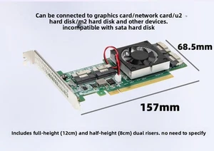 PLX Expansion Card PLX8749 With 4 SFF8654 x8 Interfaces, Supporting 8 NVMe Hard - Picture 1 of 5
