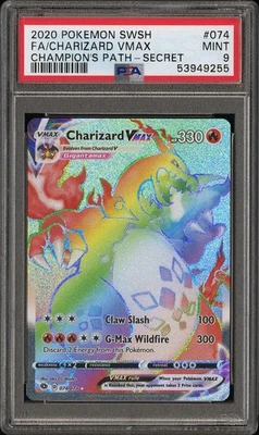 2020 Charizard VMAX 074/073 Rainbow Rare PSA 9 Mint – Champion's Path Pokémon - Image 1 of 2