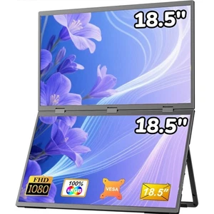 18.5" Dual Laptop Monitor Portable Monitor Extender Laptop Bildschirm mit VESA - Afbeelding 1 van 7