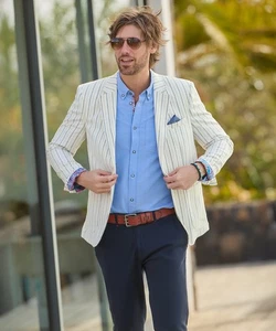 Joe Browns Men's Striped Linen Blend Suit Waistcoat - Picture 1 of 6