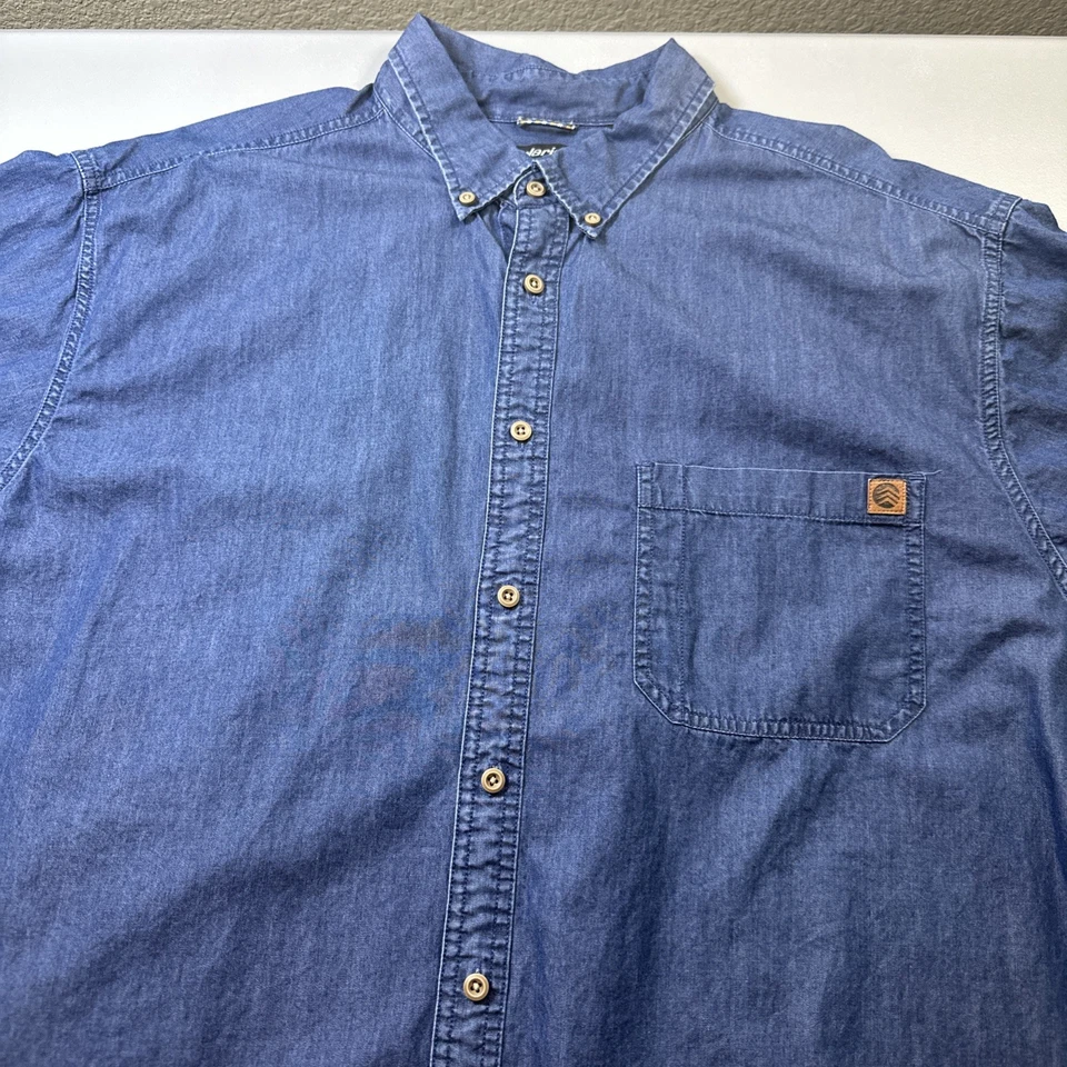 Solaris Mens Denim Shirt Short Sleeve Button Up Outdoor Blue 3XT #016 - Image 1 of 4