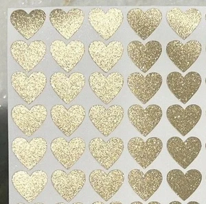 Gold Glitter Heart Stickers! - 1/4" to 3 inch - Cute & Sparkly! - Picture 1 of 4