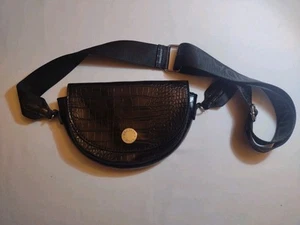 Kendall And Kylie Black Small Alligator Skin Crossbody Bag SHIPPED FROM USA - Picture 1 of 7
