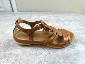 Sandalia ECCO para mujer 38 marrón con tiras al tobillo cinta boho zapato cómodo - Imagen 1 de 11