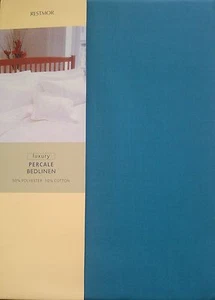 SINGLE SIZE 180 TC PERCALE BOX PLEAT FITTED VALANCE SHEET IN PLAIN OCEAN TEAL - Picture 1 of 2