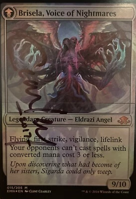MTG Brisela, Voice of Nightmares FOIL Artist Proof Signed Clint Cearley Oversize - Image 1 of 4