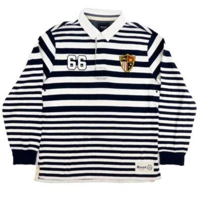 KENT- Camisa de rugby a rayas algodón, azul marino y blanco nueva con etiquetas (aprox US L) Foto 1 de 4