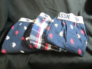 Juego de tres (3) Polo Assn. de EE. UU. Calzoncillos boxer pequeños de pierna ancha 100 % algodón - Imagen 1 de 3