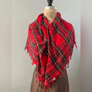 NEW ECHO Square 40"x40" Tartan Plaid Scarf/ Shawl/ Wrap with tassels - Picture 1 of 3