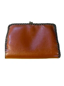 Cartera con cordones de cuero para damas de colección con monedero/compartimiento cambiador-¡Bonita! ¿Hecho a mano? - Imagen 1 de 8