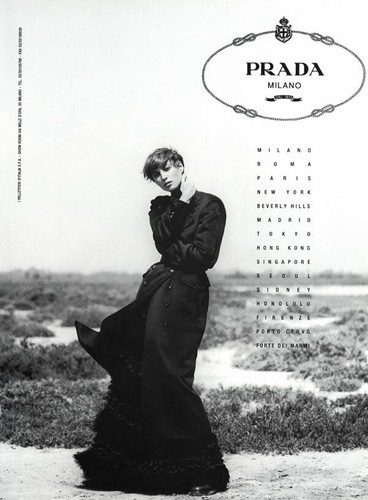 1993 Prada Peter Lindbergh Christy Turlington fashion 1 page MAGAZINE AD