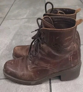 Havana Joe Woman’s Boot Sz 9-9.5 Lace Distressed brown Leather Heels Round Toe - Picture 1 of 13