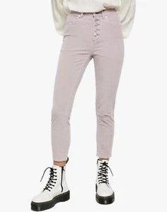 Pantaloni skinny donna Sun Chaser in velluto a coste vita alta nuovi con etichette We The Free taglia 27 lilla - Foto 1 di 14