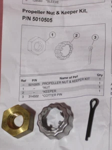 OEM Johnson Evinrude BRP Propeller Nut and Keeper Kit 5010505 - Bild 1 von 3