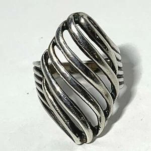 VINTAGE STERLING SILVER 925 Statement RING Handcrafted Open Weave Swirl SZ 7.25 - Picture 1 of 12