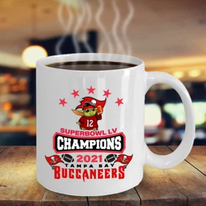 Tampa Bay Buccaneers Super Bowl LV Champs Brady Yoda White Coffee Mug Fan Gift - Picture 1 of 14
