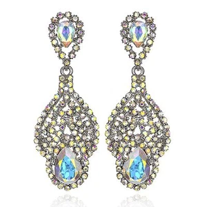 Drop AB White Austrian Crystal Rhinestone Chandelier Dangle Earring Prom E114ab - Picture 1 of 4