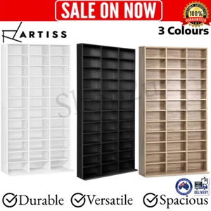 CD DVD Storage Shelf Bluray Media Book Cabinet Rack Unit Bookshelf Cupboard - Picture 1 of 16
