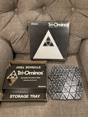 Tri-Ominos The Triangle Game Pressman 1968 Made in USA Complete Black White - Image 1 of 4