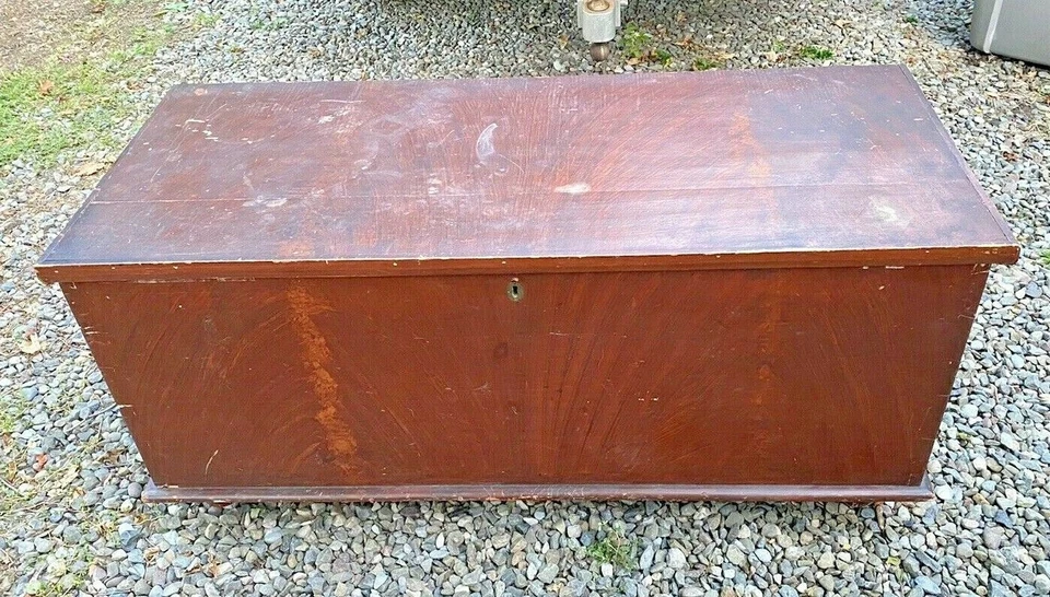 COFRE MANTA DECORADO CON PINTURA CAMPESTRE ANTIGUA PRIMITIVA Foto 1 de 4