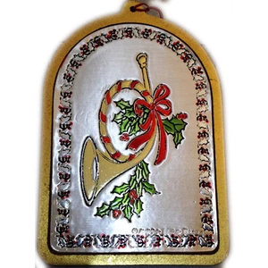 QUADRO QUADRETTO ICONA ARGENTO NATALE TROMBA NUOVO PICTURE SILVER CHRISTMAS - Picture 1 of 1
