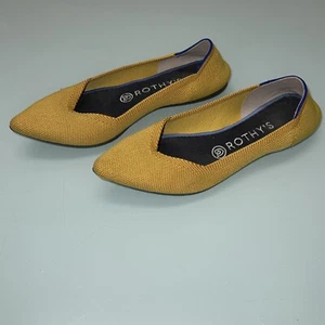 ZAPATOS PLANOS ROTHY'S THE POINT TOE TALLA 38 / EE. UU. 8 DE PUNTO AMARILLO CALÉNDULA ¡EN MUY BUEN ESTADO! - Imagen 1 de 9