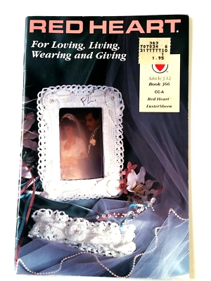 Coats 366 LOVE LIVE WEAR GIVE crochet 18pg booklet 5design Red Heart Luster 1992 - Image 1 of 4