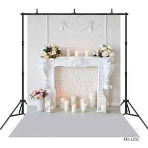 Photo Backdrop White Living Room Flower Vase Candles Christmas Vinyl Background - Picture 1 of 10