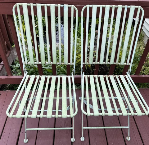 Vintage Mcm Thick Heavy Metal Folding Garden Outdoor Chairs Green LEHIGH VALLEY Cover